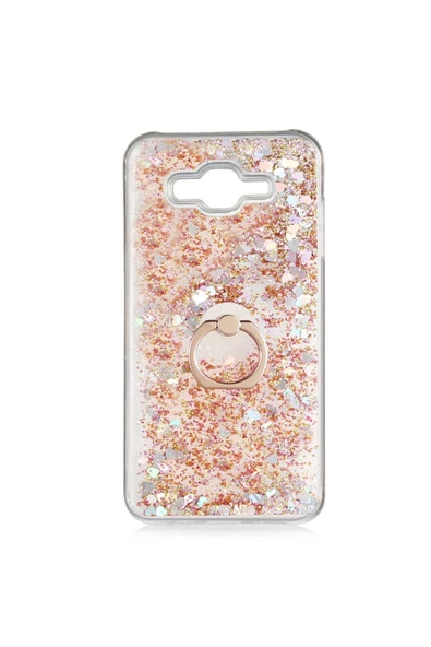 CEPCASE    Samsung Galaxy J7 Kılıf Yüzük Standlı Sıvılı Simli Pullu Renkli Desenli Silikon Kapak ürün görseli
