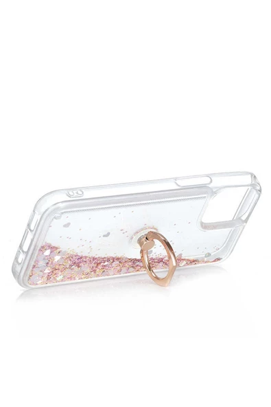 CEPCASE    Iphone 12 Mini Kılıf Yüzük Standlı Sıvılı Simli Pullu Renkli Desenli Silikon Kapak - Resim 4