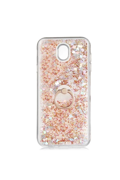 CEPCASE    Samsung Galaxy J730 Pro Kılıf Yüzük Standlı Sıvılı Simli Pullu Renkli Desenli Silikon Kapak ürün görseli