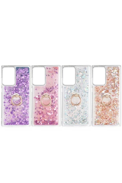 CEPCASE    Samsung Galaxy Note 20 Ultra Kılıf Yüzük Standlı Sıvılı Simli Pullu Renkli Desenli Silikon Kapak - Resim 3