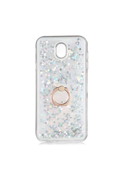 CEPCASE    Samsung Galaxy J730 Pro Kılıf Yüzük Standlı Sıvılı Simli Pullu Renkli Desenli Silikon Kapak - Resim 2