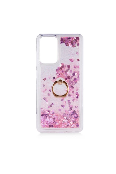 CEPCASE    Samsung Galaxy A52 Kılıf Yüzük Standlı Sıvılı Simli Pullu Renkli Desenli Silikon Kapak ürün görseli