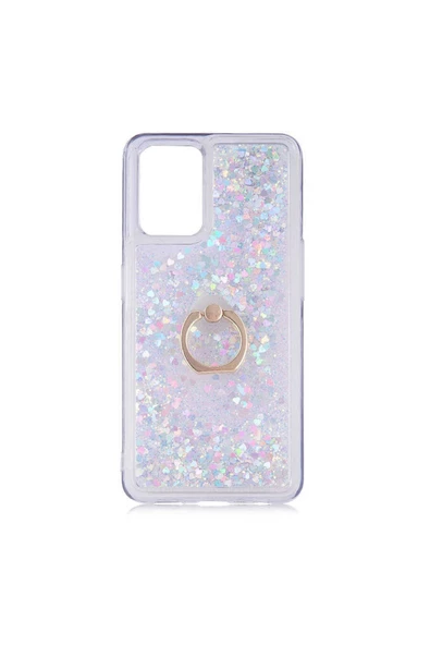 CEPCASE    Oppo A54 4g Kılıf Yüzük Standlı Sıvılı Simli Pullu Renkli Desenli Silikon Kapak ürün görseli 1