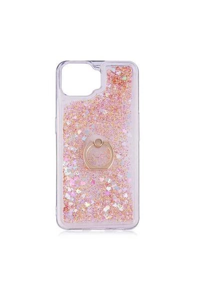 CEPCASE    Oppo A73 Kılıf Yüzük Standlı Sıvılı Simli Pullu Renkli Desenli Silikon Kapak ürün görseli 1