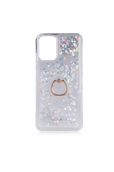 CEPCASE    Xiaomi Poco M5s Kılıf Yüzük Standlı Sıvılı Simli Pullu Renkli Desenli Silikon Kapak ürün görseli