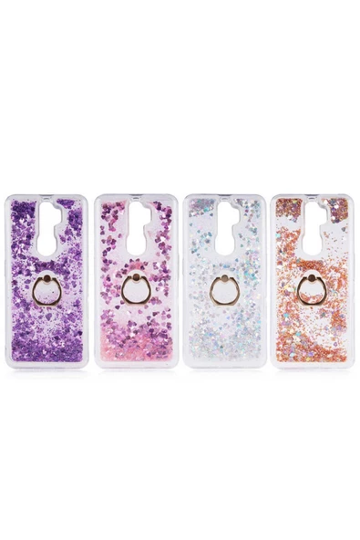 CEPCASE    Oppo A9 2020 Kılıf Yüzük Standlı Sıvılı Simli Pullu Renkli Desenli Silikon Kapak - Resim 3