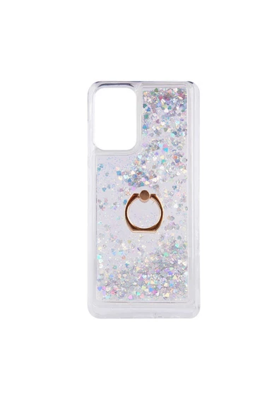 CEPCASE    Samsung Galaxy A72 Kılıf Yüzük Standlı Sıvılı Simli Pullu Renkli Desenli Silikon Kapak ürün görseli