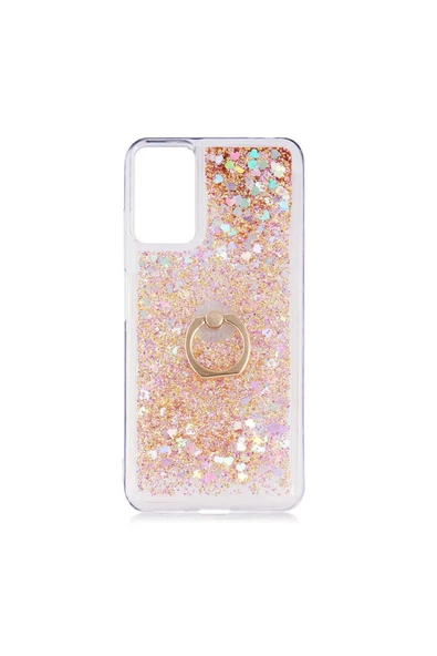 CEPCASE    Xiaomi Poco M3 Pro Kılıf Yüzük Standlı Sıvılı Simli Pullu Renkli Desenli Silikon Kapak ürün görseli 1