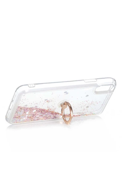 CEPCASE    Iphone Xs 5.8 Kılıf Yüzük Standlı Sıvılı Simli Pullu Renkli Desenli Silikon Kapak - Resim 4