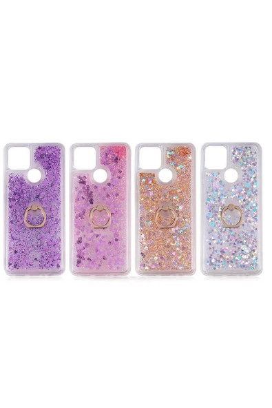 CEPCASE    Oppo A15 Kılıf Yüzük Standlı Sıvılı Simli Pullu Renkli Desenli Silikon Kapak - Resim 4