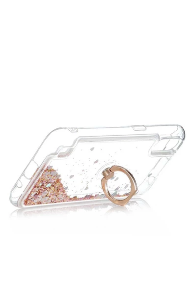 CEPCASE    Samsung Galaxy A01 Kılıf Yüzük Standlı Sıvılı Simli Pullu Renkli Desenli Silikon Kapak - Resim 4