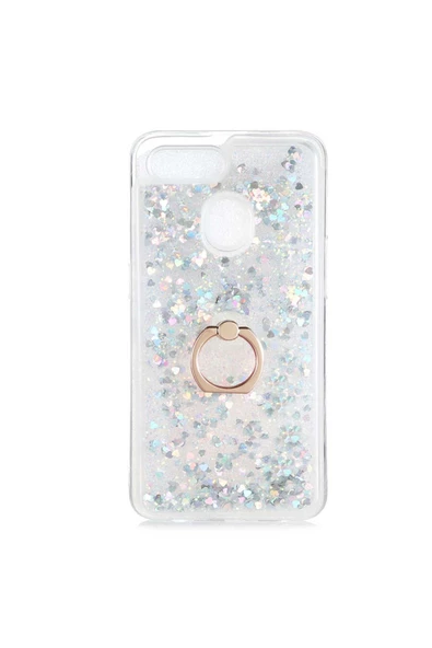 CEPCASE    Oppo Ax7 Kılıf Yüzük Standlı Sıvılı Simli Pullu Renkli Desenli Silikon Kapak ürün görseli 1