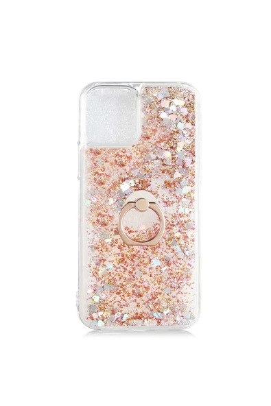 CEPCASE    Iphone 13 Pro Max Kılıf Yüzük Standlı Sıvılı Simli Pullu Renkli Desenli Silikon Kapak - 2