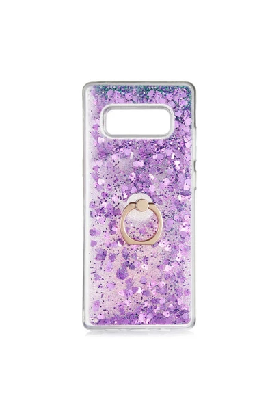 CEPCASE    Samsung Galaxy Note 8 Kılıf Yüzük Standlı Sıvılı Simli Pullu Renkli Desenli Silikon Kapak ürün görseli