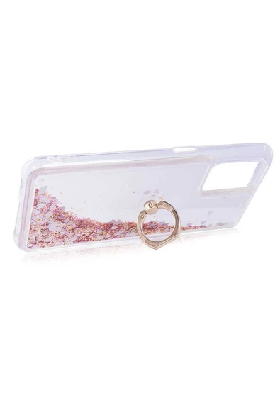 CEPCASE    Oppo A54 4g Kılıf Yüzük Standlı Sıvılı Simli Pullu Renkli Desenli Silikon Kapak - Resim 3