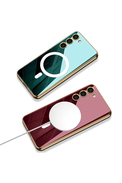 CEPCASE    Galaxy S23 Kılıf Wireless Magsafe Şarj Özellikli Elektroplating Kaplama Aynalı Mirror Kapak - Resim 4