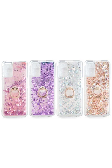 CEPCASE    Oppo A92 Kılıf Yüzük Standlı Sıvılı Simli Pullu Renkli Desenli Silikon Kapak - Resim 3