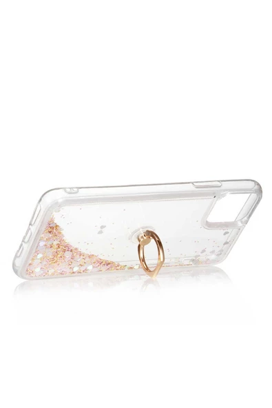 CEPCASE    Iphone 11 Pro Max Kılıf Yüzük Standlı Sıvılı Simli Pullu Renkli Desenli Silikon Kapak - Resim 4