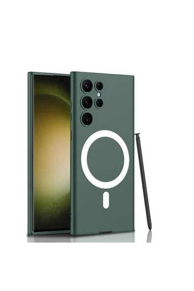 CEPCASE    Samsung Galaxy S23 Ultra Kılıf Wireless Şarj Özellikli Magsafe Mıknatıslı Ince Zarif Silikon Kapak - Resim 2