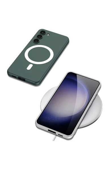 CEPCASE    Samsung Galaxy S23 Kılıf Wireless Şarj Özellikli Magsafe Mıknatıslı Ince Zarif Silikon Kapak - Resim 3