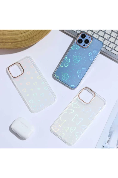 CEPCASE    Iphone 13 Pro Max Kılıf Desenli Parlayan Fosforlu Renk Geçişli Shiny Kapak - Resim 3