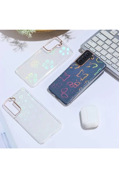 CEPCASE    Samsung Galaxy S21 Fe Kılıf Desenli Parlayan Fosforlu Renk Geçişli Shiny Kapak - Resim 3