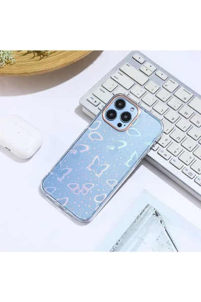 CEPCASE    Iphone 13 Pro Max Kılıf Desenli Parlayan Fosforlu Renk Geçişli Shiny Kapak ürün görseli