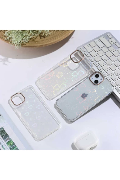 CEPCASE    Iphone 13 Kılıf Desenli Parlayan Fosforlu Renk Geçişli Shiny Kapak - 3