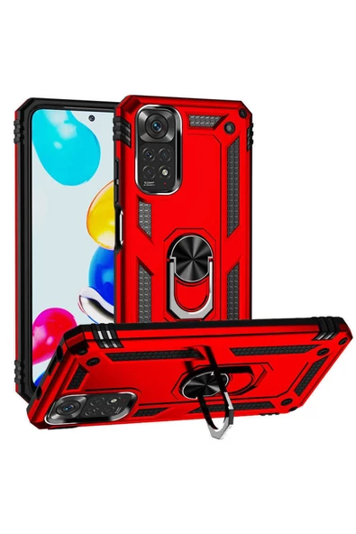 CEPCASE    Xiaomi Redmi Note 11 Global Kılıf Standlı Magnet Mıknatıslı Yüzük Armored Zırhlı Kapak - Resim 2