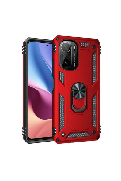 CEPCASE    Xiaomi Poco F3 Kılıf Standlı Magnet Mıknatıslı Yüzük Armored Zırhlı Kapak - Resim 6