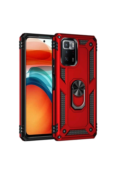 CEPCASE    Xiaomi Poco X3 Gt Kılıf Standlı Magnet Mıknatıslı Yüzük Armored Zırhlı Kapak - Resim 4