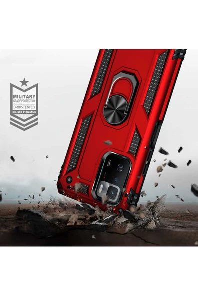CEPCASE    Xiaomi Poco X3 Gt Kılıf Standlı Magnet Mıknatıslı Yüzük Armored Zırhlı Kapak - Resim 5