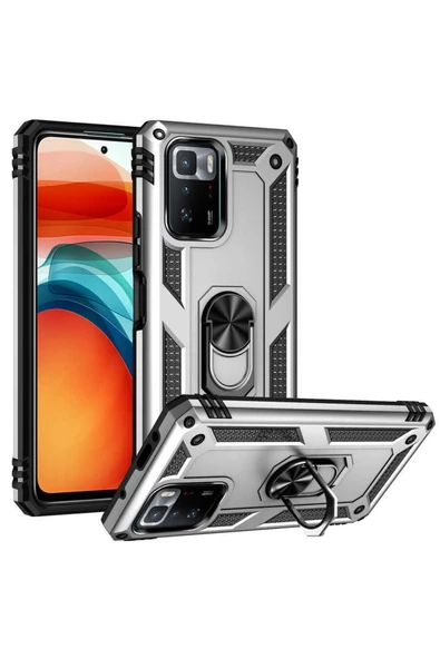 CEPCASE    Xiaomi Poco X3 Gt Kılıf Standlı Magnet Mıknatıslı Yüzük Armored Zırhlı Kapak - Resim 2