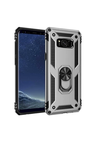CEPCASE    Samsung Galaxy S8 Plus Kılıf Standlı Magnet Mıknatıslı Yüzük Armored Zırhlı Kapak