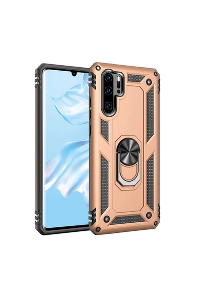 CEPCASE    Huawei P30 Pro Kılıf Standlı Magnet Mıknatıslı Yüzük Armored Zırhlı Kapak