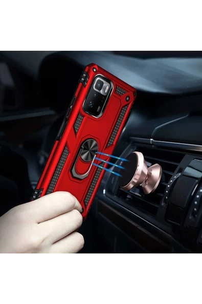 CEPCASE    Xiaomi Poco X3 Gt Kılıf Standlı Magnet Mıknatıslı Yüzük Armored Zırhlı Kapak - Resim 6