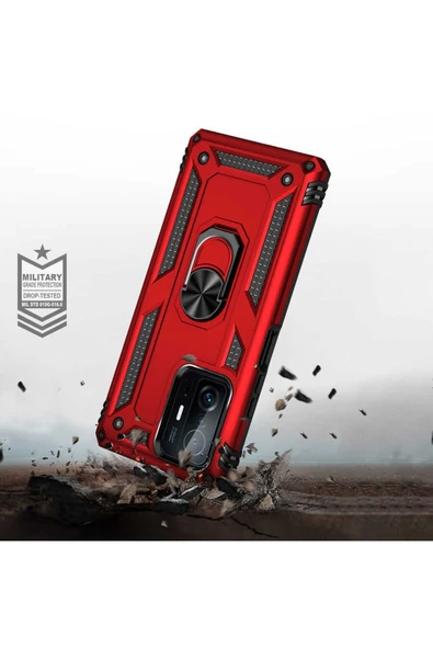CEPCASE    Xiaomi Mi 11t 5g Kılıf Standlı Magnet Mıknatıslı Yüzük Armored Zırhlı Kapak - Resim 6