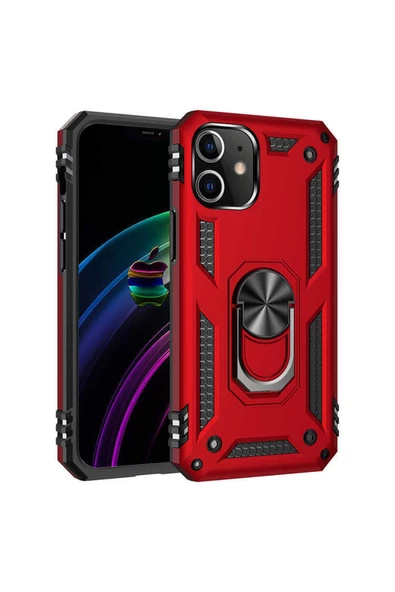 CEPCASE    Iphone 12 Mini Kılıf Standlı Magnet Mıknatıslı Yüzük Armored Zırhlı Kapak ürün görseli