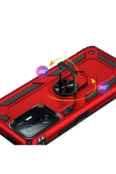 CEPCASE    Xiaomi Mi 11t 5g Kılıf Standlı Magnet Mıknatıslı Yüzük Armored Zırhlı Kapak - Resim 3