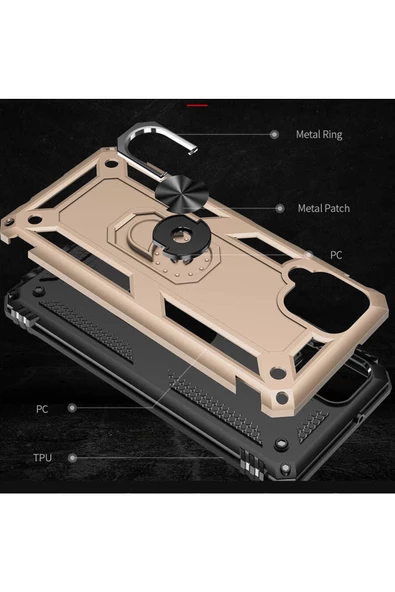 CEPCASE    Samsung Galaxy M22 Kılıf Standlı Magnet Mıknatıslı Yüzük Armored Zırhlı Kapak - Resim 6