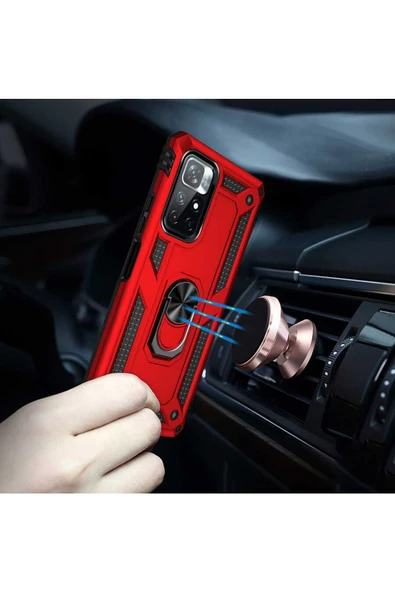 CEPCASE    Xiaomi Poco M4 Pro 5g Kılıf Standlı Magnet Mıknatıslı Yüzük Armored Zırhlı Kapak - Resim 5