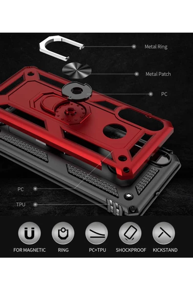 CEPCASE    Huawei P30 Lite Kılıf Standlı Magnet Mıknatıslı Yüzük Armored Zırhlı Kapak - Resim 5