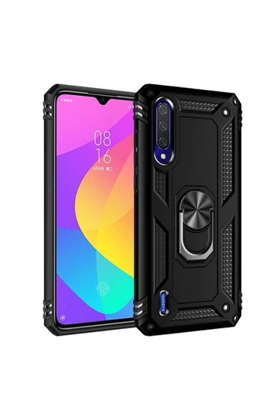 CEPCASE    Xiaomi Mi A3 Kılıf Standlı Magnet Mıknatıslı Yüzük Armored Zırhlı Kapak