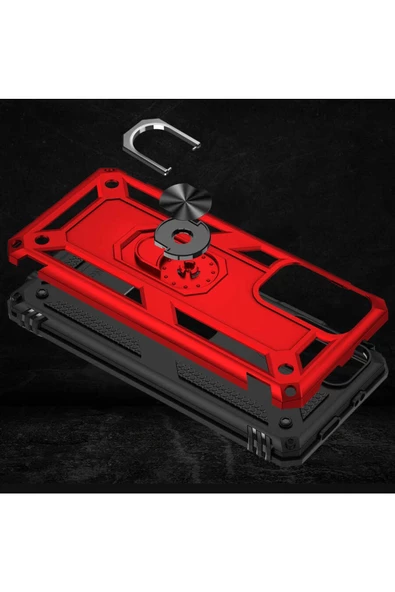 CEPCASE    Xiaomi Redmi Note 11t 5g Kılıf Standlı Magnet Mıknatıslı Yüzük Armored Zırhlı Kapak - Resim 3