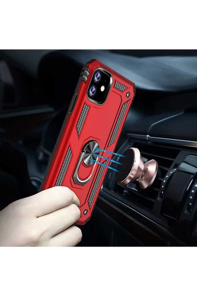 CEPCASE    Iphone 11 Kılıf Standlı Magnet Mıknatıslı Yüzük Armored Zırhlı Kapak - Resim 4