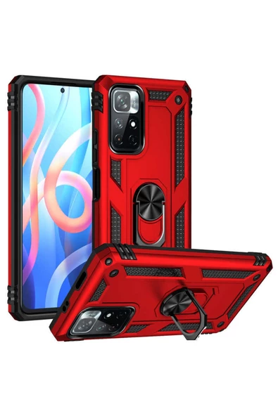 CEPCASE    Xiaomi Redmi Note 11t 5g Kılıf Standlı Magnet Mıknatıslı Yüzük Armored Zırhlı Kapak ürün görseli