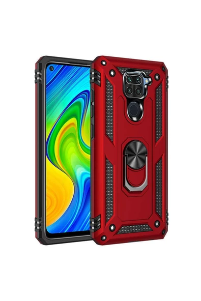 CEPCASE    Xiaomi Redmi Note 9 Kılıf Standlı Magnet Mıknatıslı Yüzük Armored Zırhlı Kapak ürün görseli