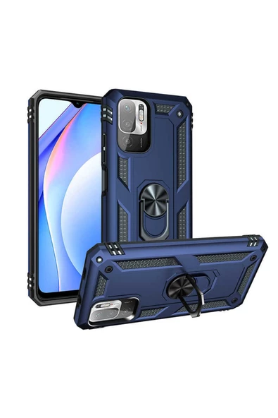 CEPCASE    Xiaomi Poco M3 Pro Kılıf Standlı Magnet Mıknatıslı Yüzük Armored Zırhlı Kapak ürün görseli