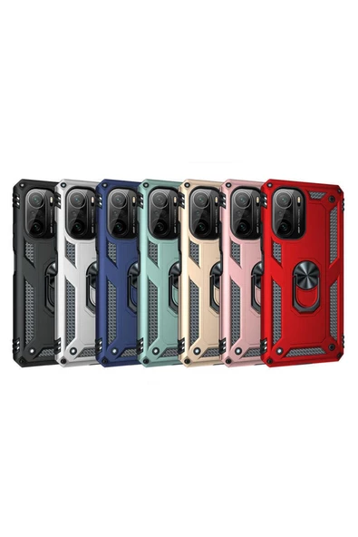 CEPCASE    Xiaomi Redmi K40 Kılıf Standlı Magnet Mıknatıslı Yüzük Armored Zırhlı Kapak - 3