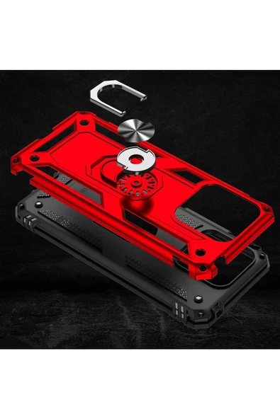 CEPCASE    Xiaomi Redmi 10c Kılıf Standlı Magnet Mıknatıslı Yüzük Armored Zırhlı Kapak - Resim 4
